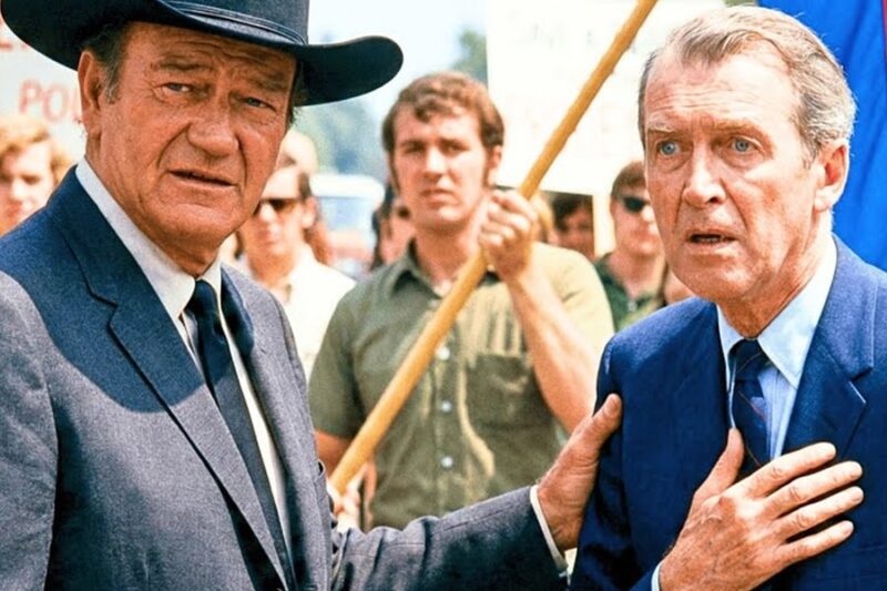 300 Protesters Waved Viet Cong Flag at John Wayne and James Stewart_Wayne Walked Straight Into Crowd D