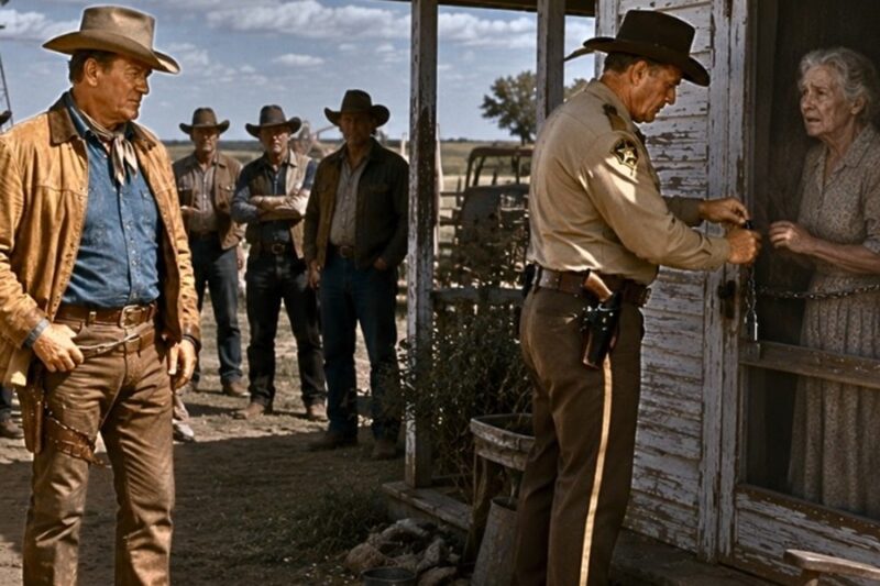 John Wayne Saw a Sheriff Lock an Old Widow Out of Her Texas Farmhouse in 1959 — Then He Reached Into D