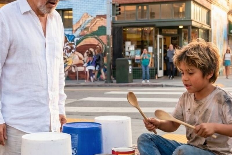 Carlos Santana heard boy on buckets—15 years later he won a Grammy! D