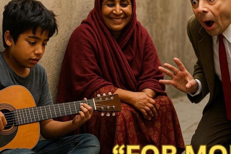 Street Kid Playing a Song for His Mom — When Suddenly Mr. Bean Showed Up D