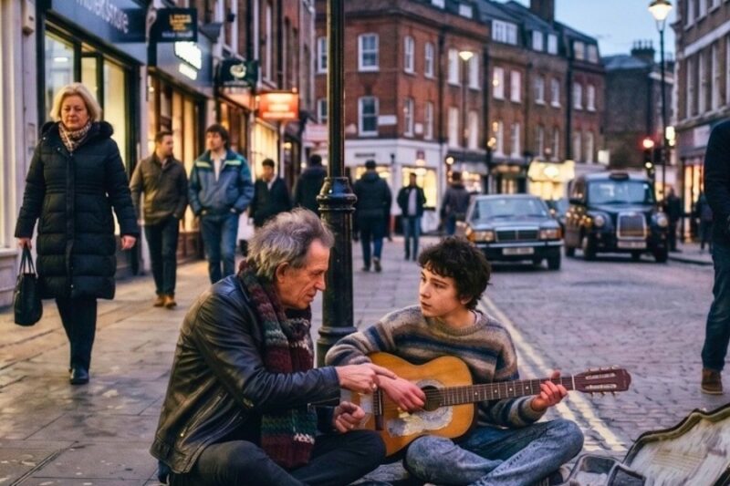 Street Kid Made £4.50 In 3 Hours With BROKEN Guitar—Keith Richards Sat On DIRTY Pavement Beside Him