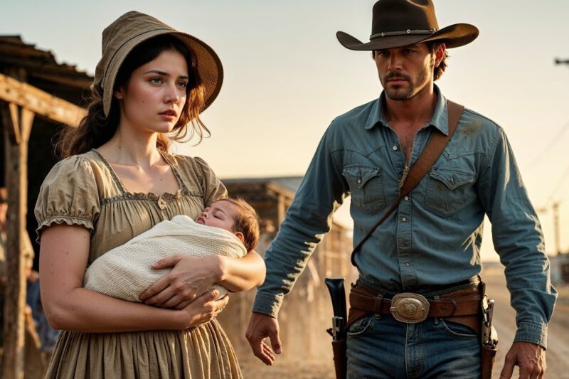They Were Auctioning Off a Widow and Her Baby, The Cowboy Rode Up Late and Said “I’ll Take Them”