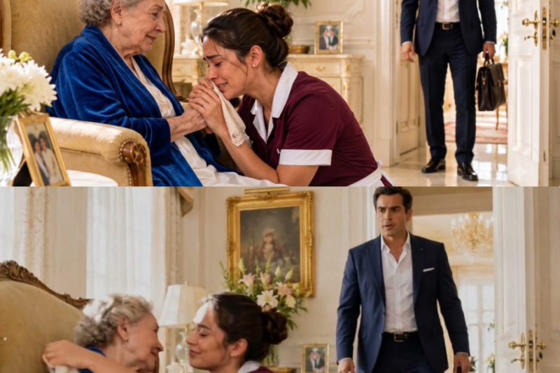 He Thought She Was Just the Cleaning Lady… Until He Saw Her Crying Beside Her Mother