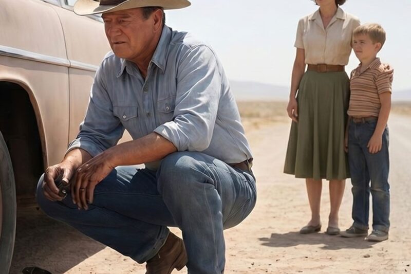 John Wayne Found a Single Mom Stranded in Nevada, 1957.He Rolled Up His Sleeves and Changed Her Life D