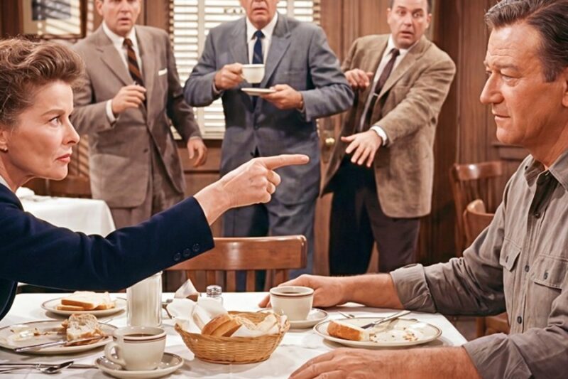 Katharine Hepburn Sat Across From John Wayne in 1962 — What He Said Back Silenced the Whole Room D
