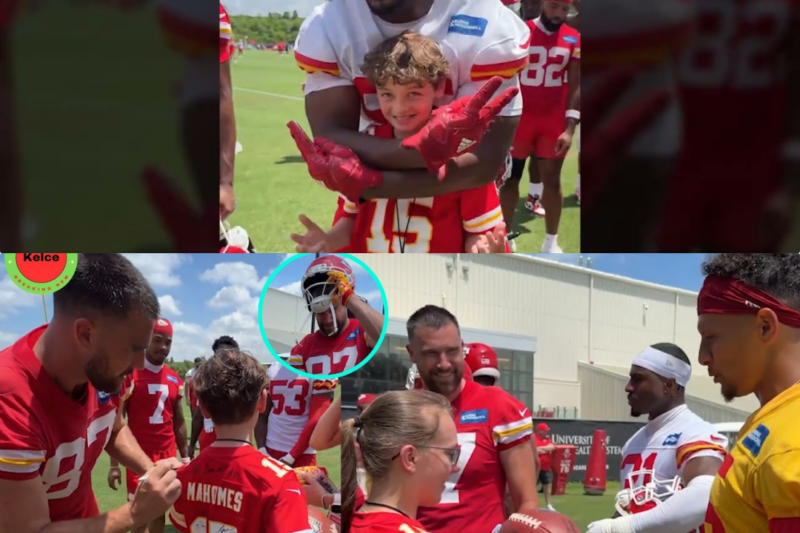 More Than Just a Game: Travis Kelce’s Heartwarming Moment with a Young Fan at Chiefs Practice