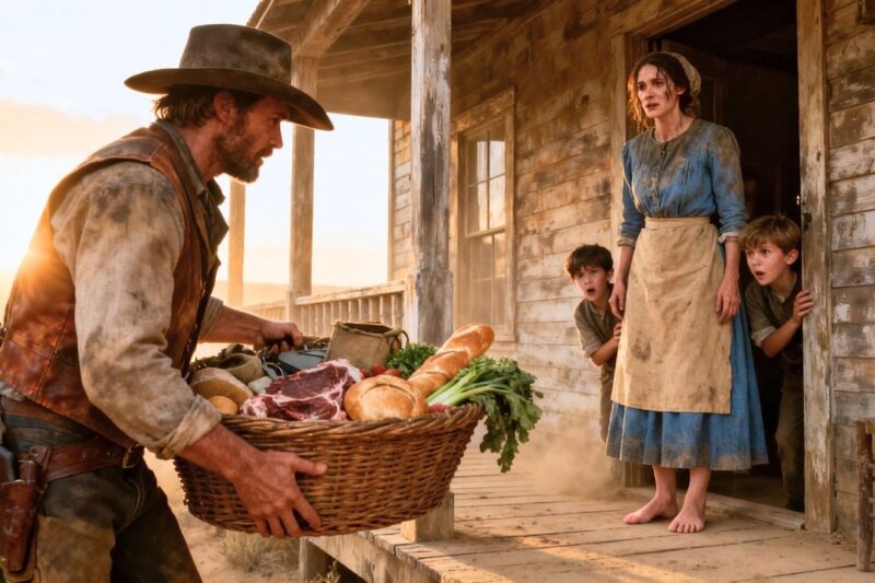 He Watched a Hungry Widow Lie to Her Sons — Then the Cowboy Returned With Food 