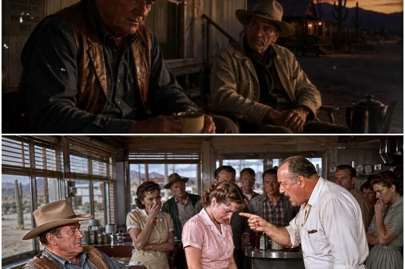 John Wayne Heard a Waitress Begging Not to Be Fired in Tucson 1957 — Seconds Later, the Entire Diner D