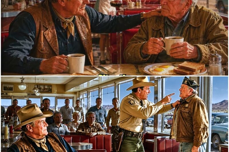 John Wayne Watched a Sheriff Throw a Veteran Out of a Diner on Route 66 — Seconds Later, Everyone Fr D