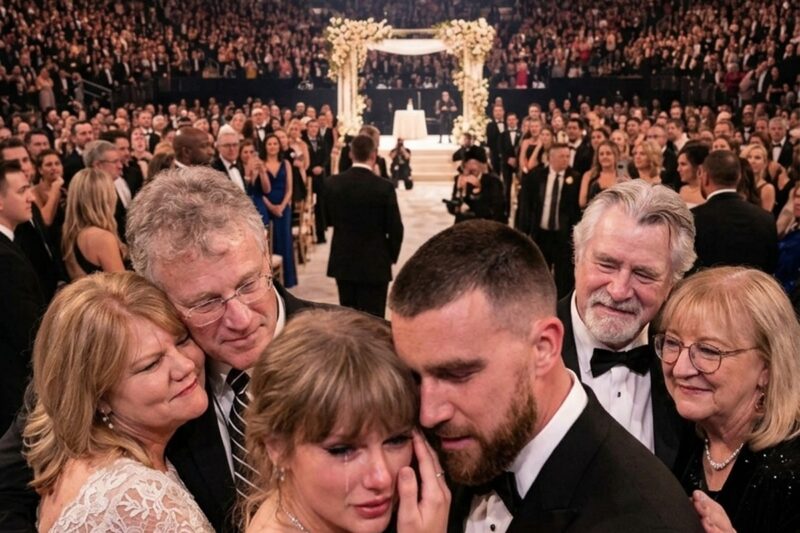 First Glimpse of the Emotional Moment as Taylor Swift and Travis Kelce’s Parents Embrace in Tears at the MSG Wedding Ceremony – Taylor Breaks Down While Watching, and Travis Gently Comforts Her, Leaving Guests Deeply Moved as the Parents Step Forward to Meet Them… See Never-Before-Seen Clip