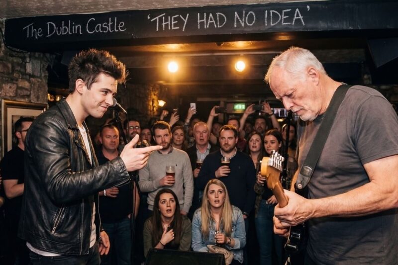 Cocky Band Challenged ‘Old Guy’ to Guitar Battle — Had No Idea DAVID GILMOUR & JIMMY PAGE Were There