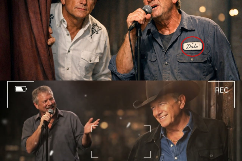 A janitor goes on stage and sings “Ocean Front Property”… unaware that George Strait was listening