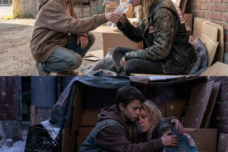 Homeless Boy Helped a Frozen Hell’s Angel Wife — Next Day 4,000 Riders Showed Up Outside.